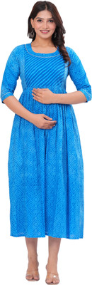 PIHUTIQUE ARTS Women Bandhani Anarkali Kurta(Light Blue)