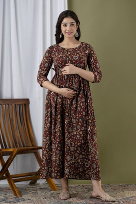 Kilangi fashions Women Printed Anarkali Kurta(Maroon)