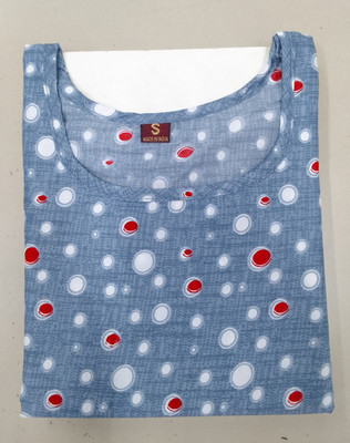 KNG TEXTILE Women Printed A-line Kurta(Blue)