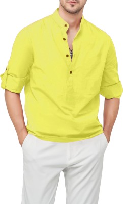 LIMRO Men Solid Straight Kurta(Yellow)