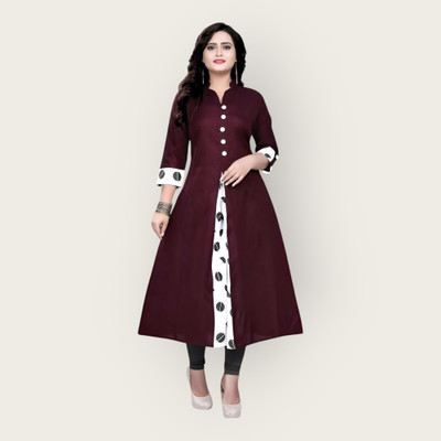 Texpa Creation Women Self Design A-line Kurta(Maroon)