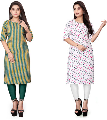 Rd fashion Women Printed, Striped A-line Kurta(Multicolor)