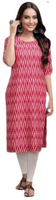 B K CREATION Women Printed A-line Kurta(Red)