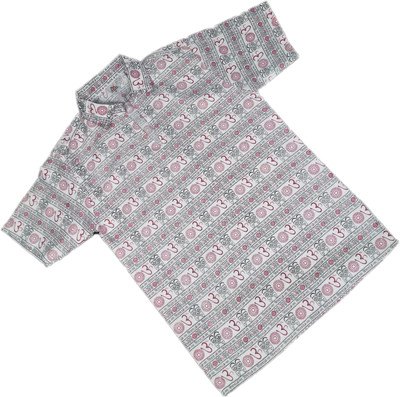 AXOLOTL Men Printed Straight Kurta(White)