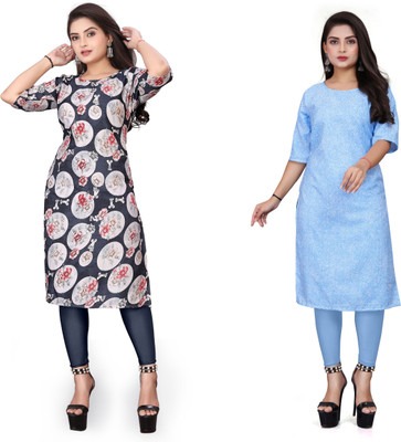 HARISH TEXTILE Women Printed Straight Kurta(Multicolor)