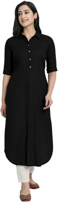 CART SHOPY Women Solid A-line Kurta(Black)