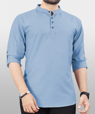 Krisha trend Men Solid Straight Kurta(Light Blue)