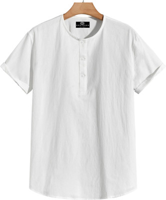 Bollywood Designer Men Solid Straight Kurta(White)