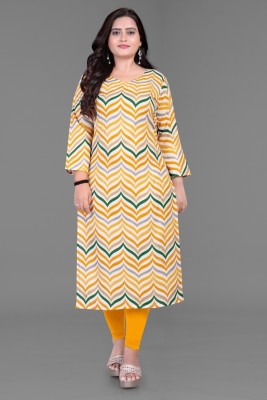 SHIPYA Women Printed Straight Kurta(Yellow)