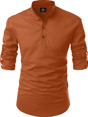 Kavyangle Creation Men Solid Straight Kurta(Brown)