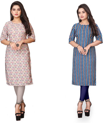 KURTIFABRIC Women Printed, Striped A-line Kurta(Multicolor)