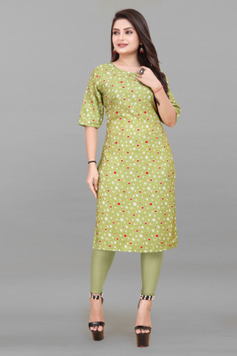 DB COLLECTION Women Printed A-line Kurta(Green)