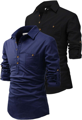 RAREMARK Men Solid Straight Kurta(Dark Blue)