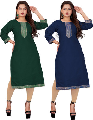 AAI MOGAL Women Self Design Straight Kurta(Multicolor)