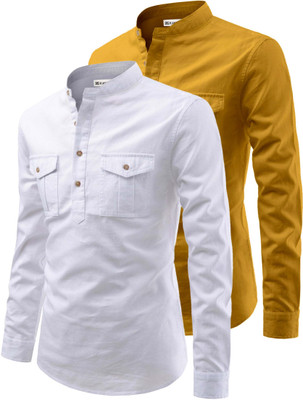RAREMARK Men Solid Straight Kurta(Yellow)