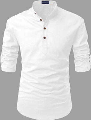HOC's Men Solid Straight Kurta(White)