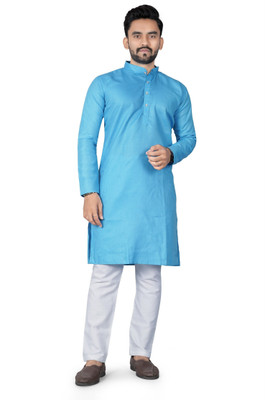 DHASU TRENDZ Men Solid Straight Kurta(Blue)