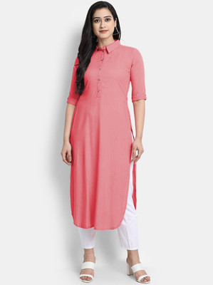 AMAR CREATION Women Solid A-line Kurta(Pink)