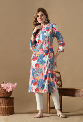 Deepyog Women Floral Print Straight Kurta(Multicolor)
