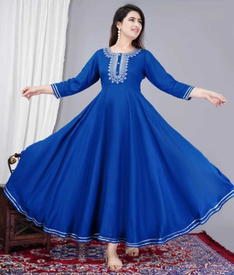 Laxmi Udhyog Women Embroidered Anarkali Kurta(Multicolor)