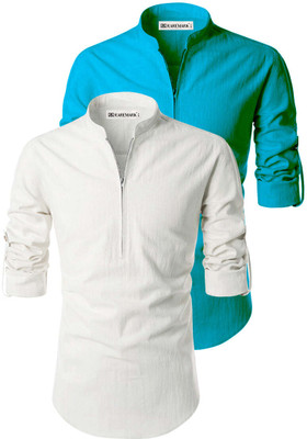 RAREMARK Men Solid Straight Kurta(Dark Green)