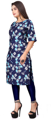VAISALICREATION Women Floral Print A-line Kurta(Blue)