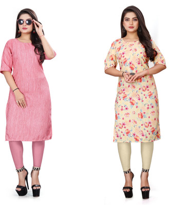 Vishwa Collection Mall Women Printed Straight Kurta(Multicolor)