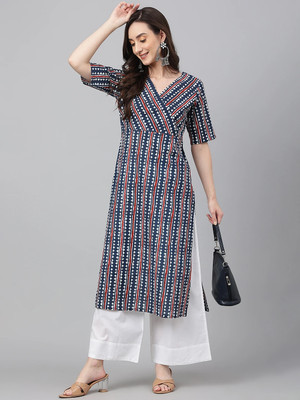 Aao Women Striped Straight Kurta(Multicolor)