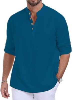 Edinwolf Men Solid Straight Kurta(Blue)