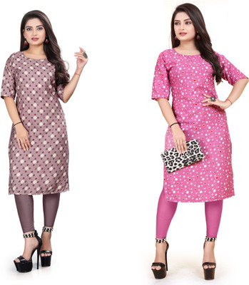 HARISH TEXTILE Women Printed Straight Kurta(Multicolor)