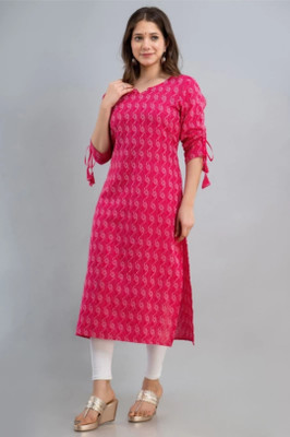 laxmi creation Women Printed Straight Kurta(Pink)