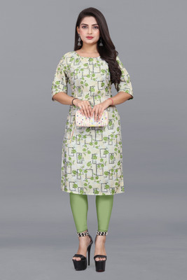Jayshree Fab Women Printed A-line Kurta(Green)