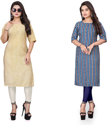 Vishwa Collection Mall Women Printed Straight Kurta(Multicolor)