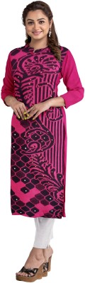 BBQSTYLE Women Printed Straight Kurta(Purple)