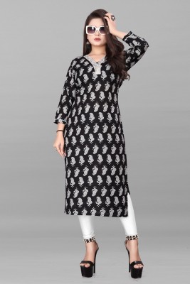 SHIPYA Women Self Design Straight Kurta(Black)