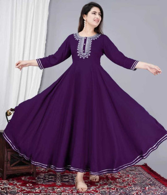 Laxmi Udhyog Women Embroidered Anarkali Kurta(Multicolor)