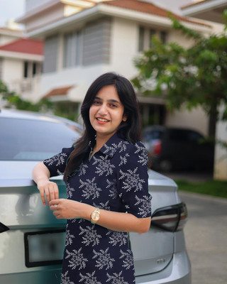 bindudi Women Printed A-line Kurta(Dark Blue)