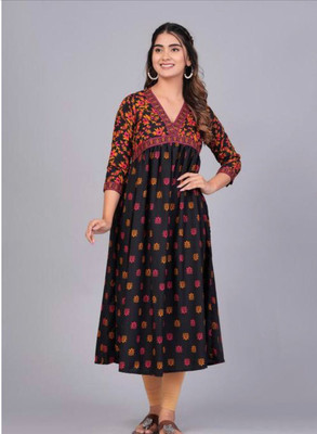 Habbu Women Printed Flared Kurta(Multicolor)