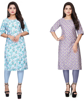 HARISH TEXTILE Women Printed Straight Kurta(Multicolor)