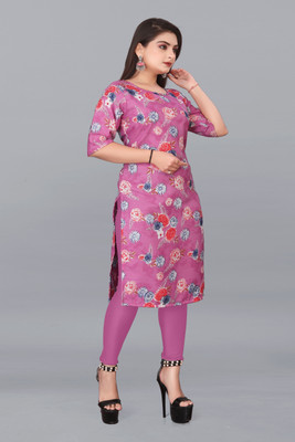 WOMENSILKFABRIC Women Printed A-line Kurta(Purple)