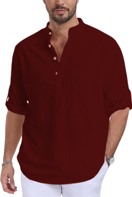 Navkanj Men Solid A-line Kurta(Maroon)