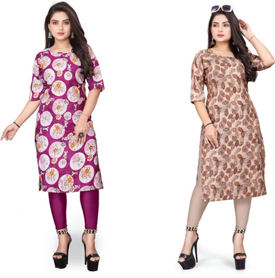deshmi fashion Women Printed Straight Kurta(Multicolor)