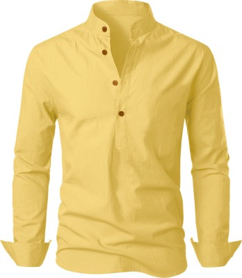 LIMRO Men Solid Straight Kurta(Yellow)