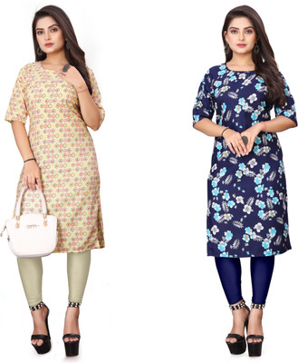 HARISH TEXTILE Women Printed Straight Kurta(Multicolor)