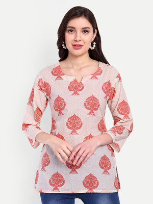 HouseOfCommon Women Printed Straight Kurta(Pink)