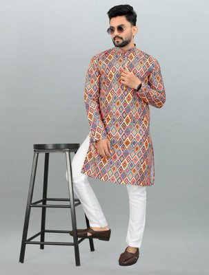 TIGERSNAKE Men Printed Straight Kurta(Multicolor)