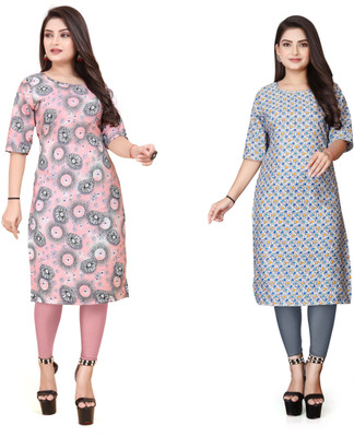 SANJUGARMENT Women Printed Straight Kurta(Multicolor)