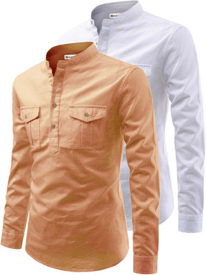 RAREMARK Men Solid Straight Kurta(Orange)