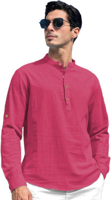 Navkanj Men Self Design Straight Kurta(Pink)