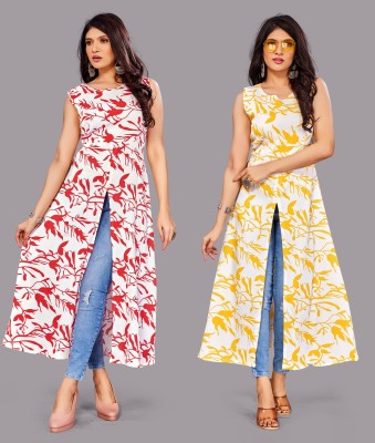 tanvi creation Women Printed Frontslit Kurta(Multicolor)